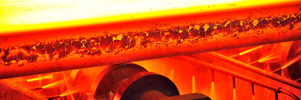 Hot steel on conveyor
